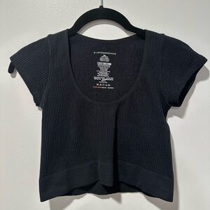 Anthropologie Black Ribbed Crop Top